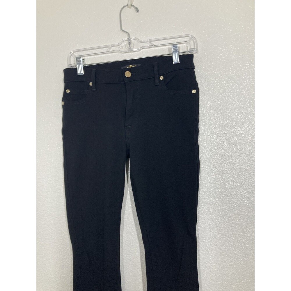 7 For All Mankind Pants Womens 27 Black Skinny Stretch Denim Gold Hardware USA - Picture 2 of 16